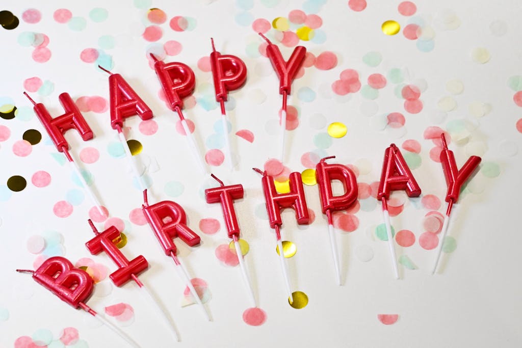 happy birthday red letter candles