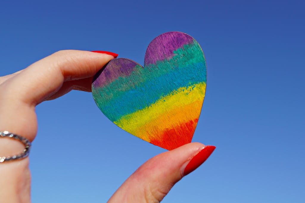 A rainbow painted heart